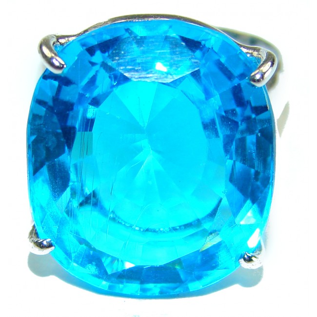 30.5 carat Fancy Swiss Blue Topaz .925 Sterling Silver handmade Ring size 8