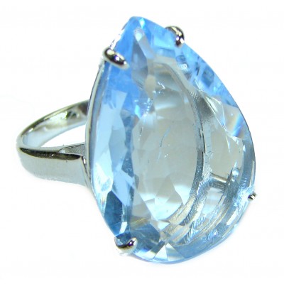 Authentic Aquamarine .925 Sterling Silver Handcrafted Ring size 6 3/4