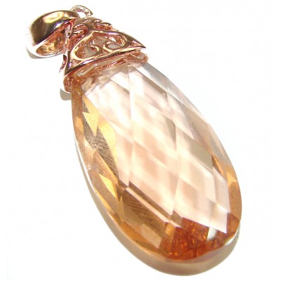 Perfect faceted Morganite 18K Gold over .925 Sterling Silver Pendant