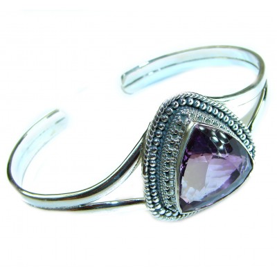 Real Treasure Genuine Amethyst .925 Sterling Silver handcrafted Bracelet / Cuff