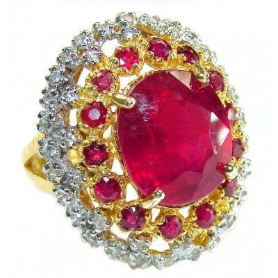 Incredible Quality Authentic Ruby 18K Gold over .925 Sterling Silver handcrafted Ring size 8 1/2